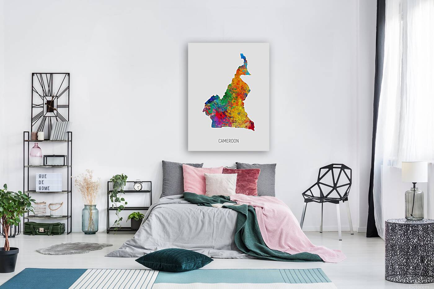 Cameroon Watercolor Map Reproduction