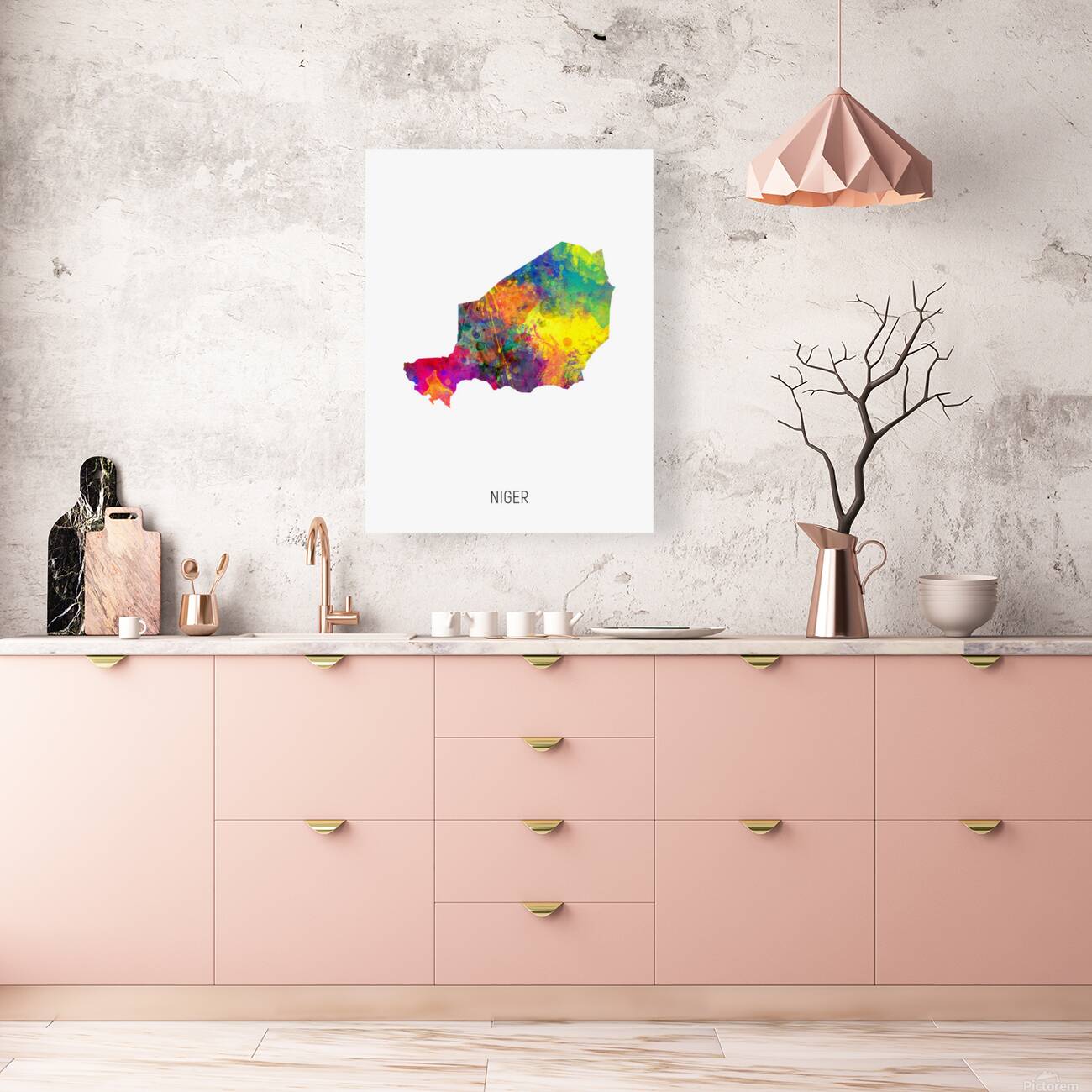 Niger Watercolor Map Reproduction