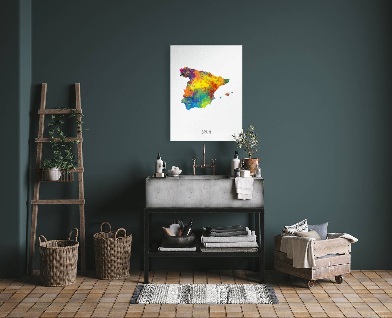 Spain Watercolor Map Reproduction