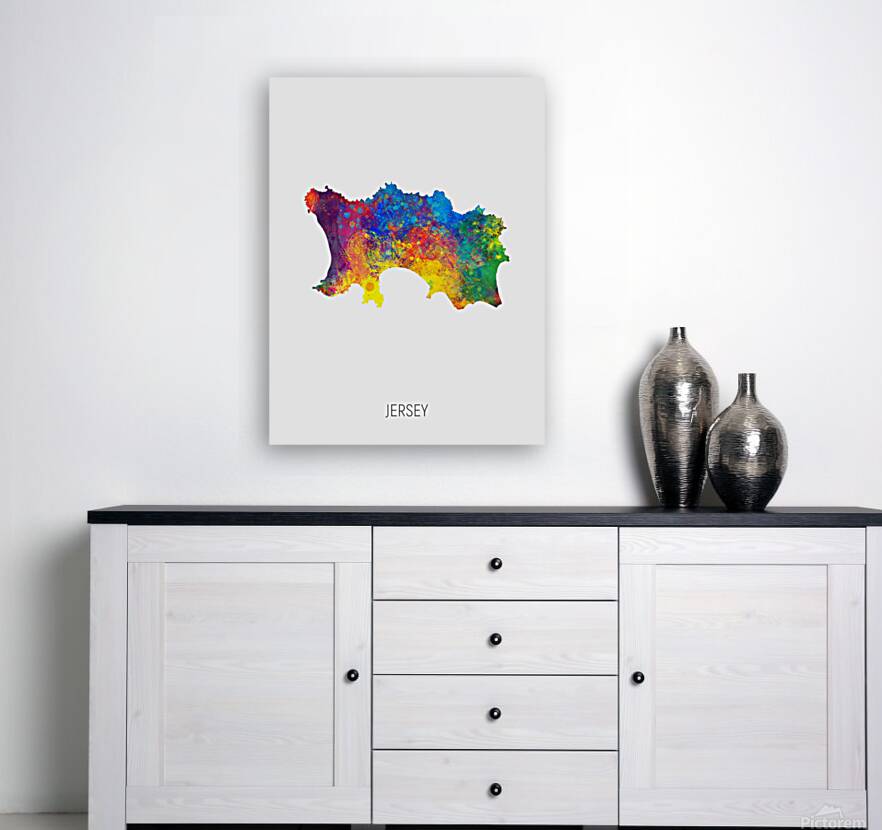 Jersey Watercolor Map Reproduction
