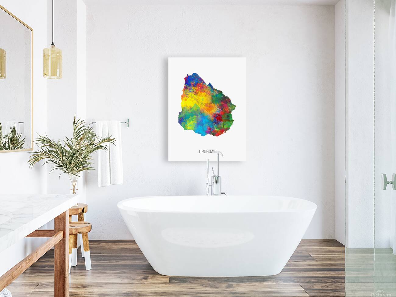 Uruguay Watercolor Map Reproduction