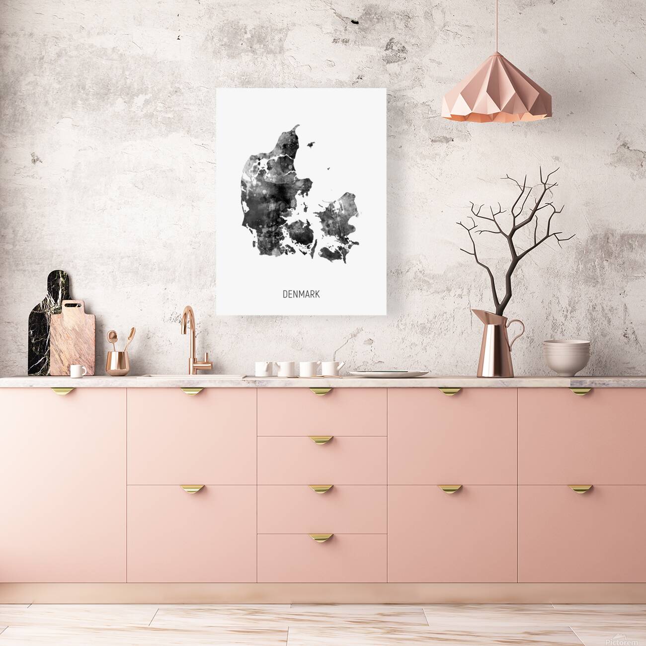 Denmark Watercolor Map Reproduction