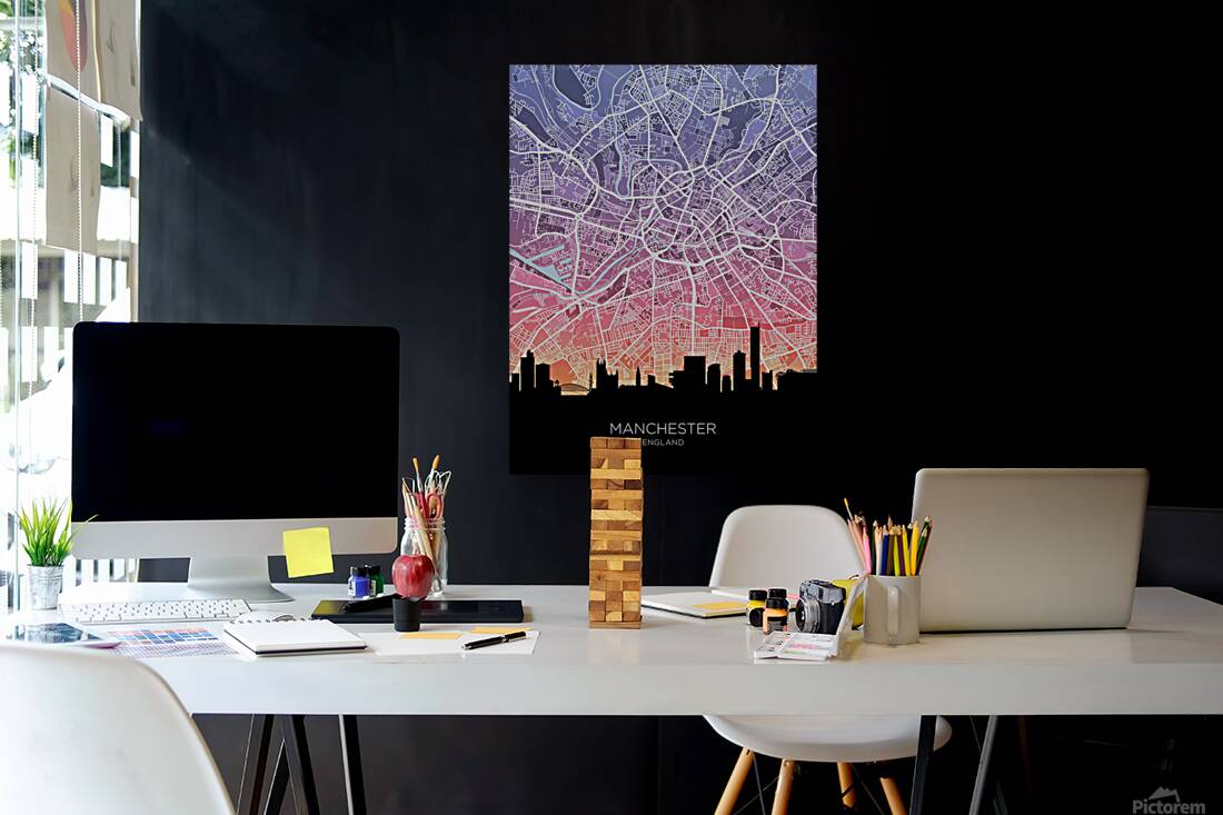 Manchester Skyline Map Reproduction