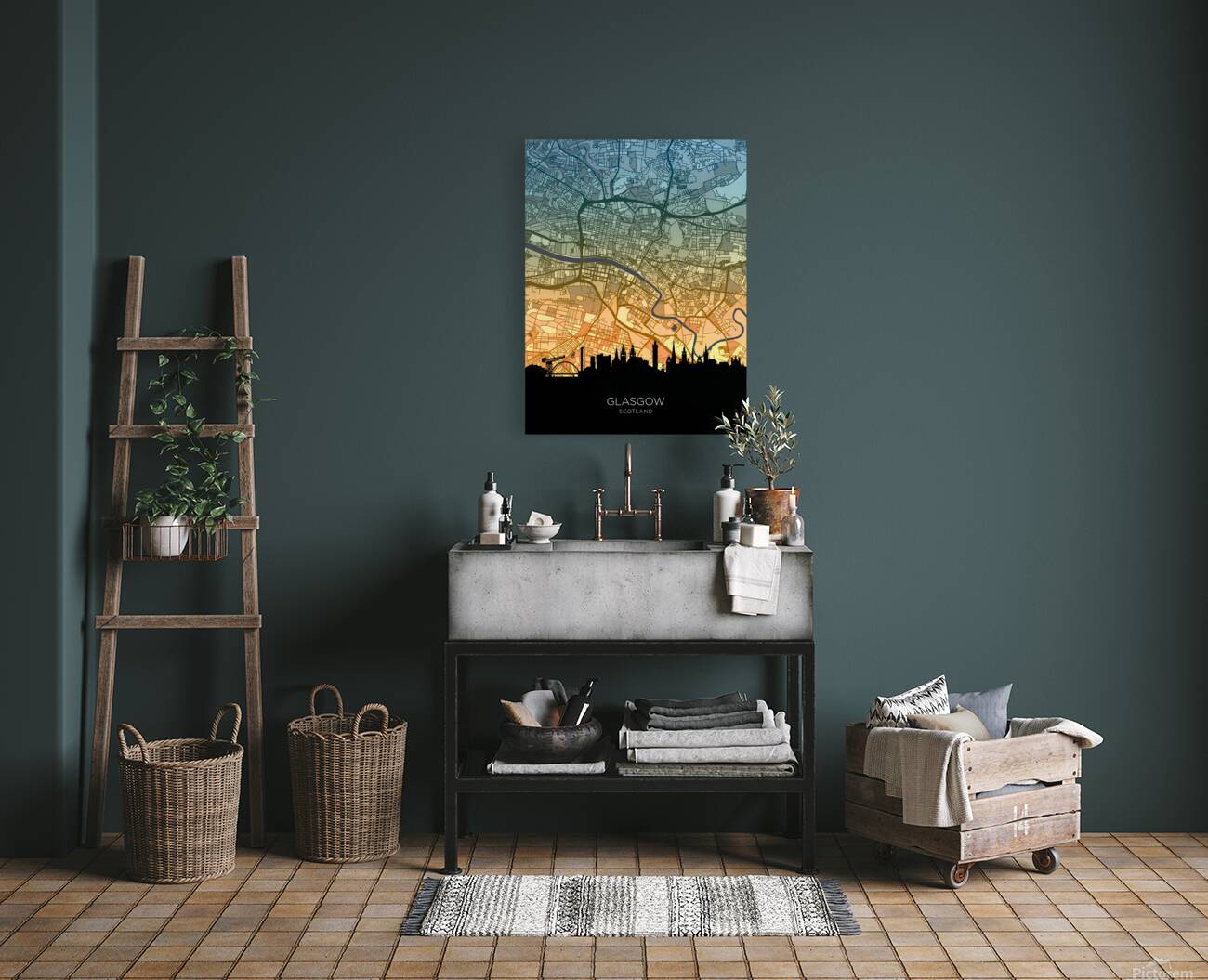 Glasgow Skyline Map Reproduction