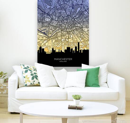 Manchester Skyline Map Reproduction