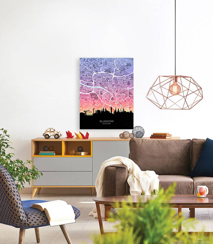 Glasgow Skyline Map Reproduction