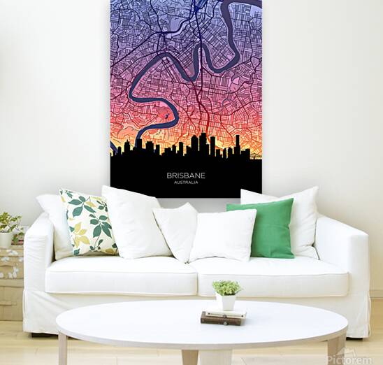 Brisbane Skyline Map Reproduction