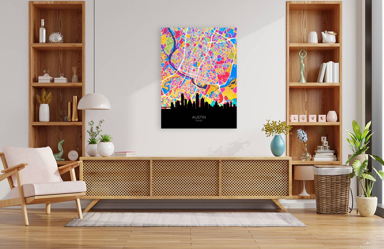 Austin Texas Skyline Map Reproduction