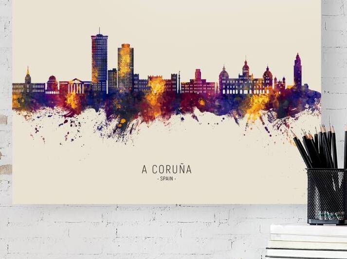 A Coruna Spain Skyline by Michael Tompsett