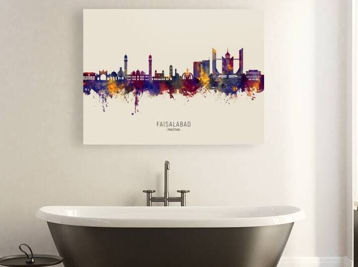 Faisalabad Pakistan Skyline by Michael Tompsett