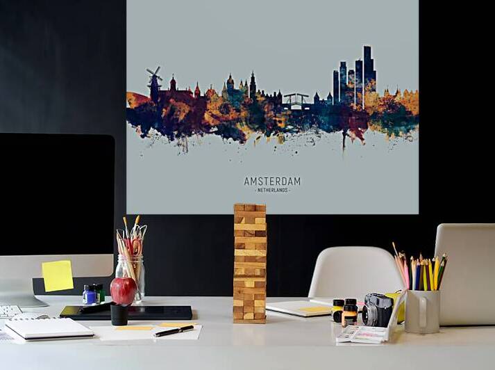 Amsterdam The Netherlands Skyline by Michael Tompsett