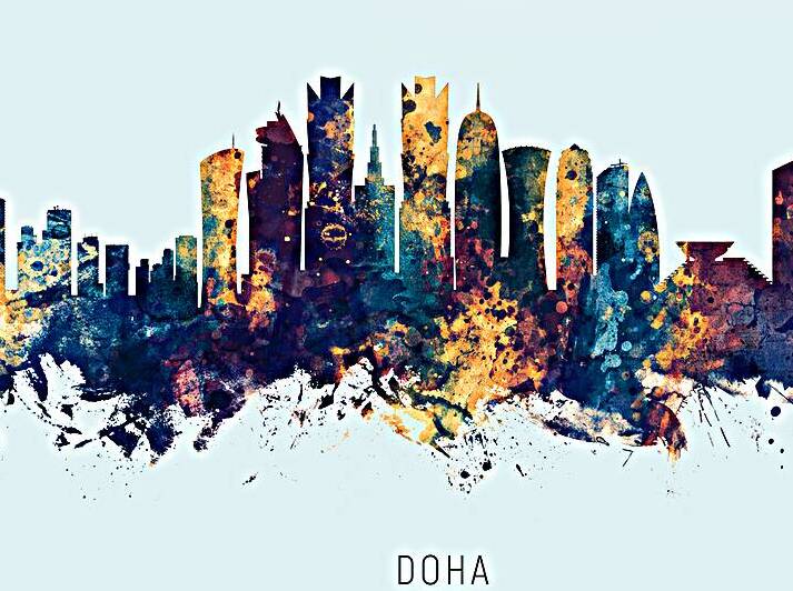 Doha Qatar Skyline by Michael Tompsett