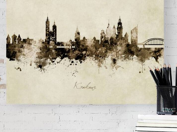 Krakow Poland Skyline by Michael Tompsett