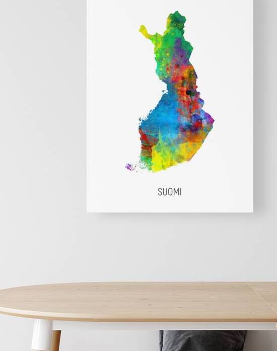 Suomi Watercolor Map by Michael Tompsett
