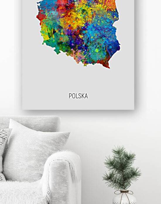 Polska Watercolor Map by Michael Tompsett