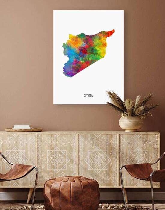 Syria Watercolor Map by Michael Tompsett