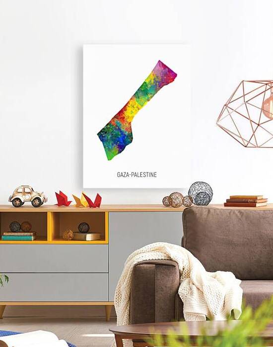 Gaza Palestine Watercolor Map by Michael Tompsett