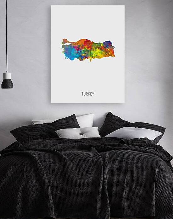 Turkey Watercolor Map Reproduction