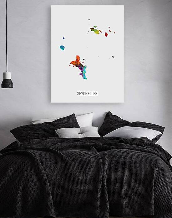 Seychelles Watercolor Map by Michael Tompsett
