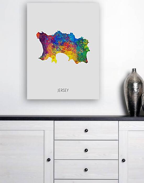 Jersey Watercolor Map Reproduction