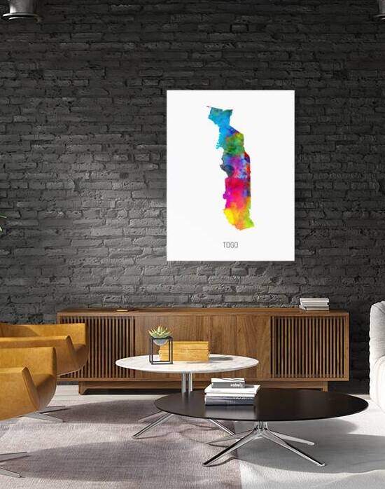 Togo Watercolor Map by Michael Tompsett