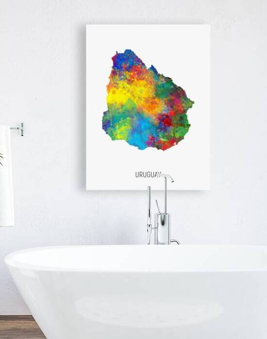 Uruguay Watercolor Map by Michael Tompsett