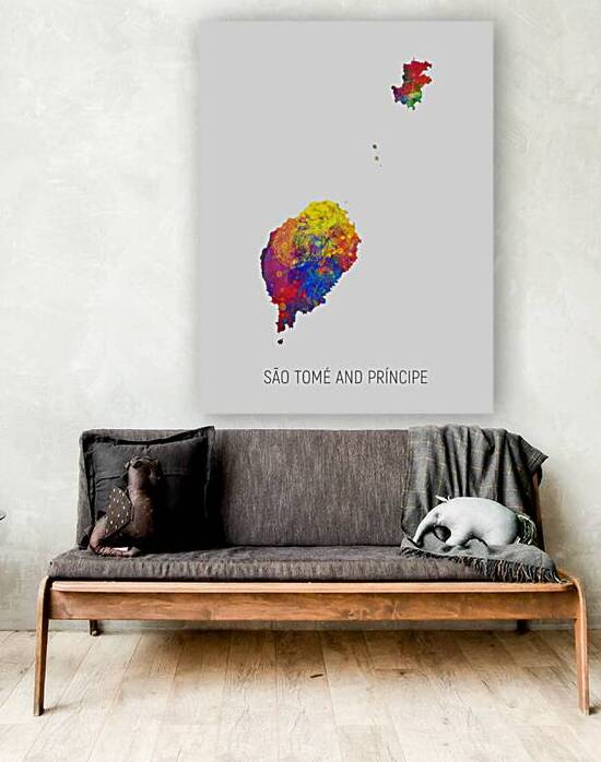 Sao Tome and Principe Watercolor Map by Michael Tompsett
