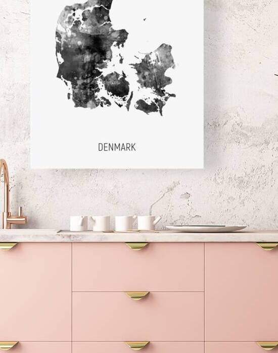 Denmark Watercolor Map by Michael Tompsett