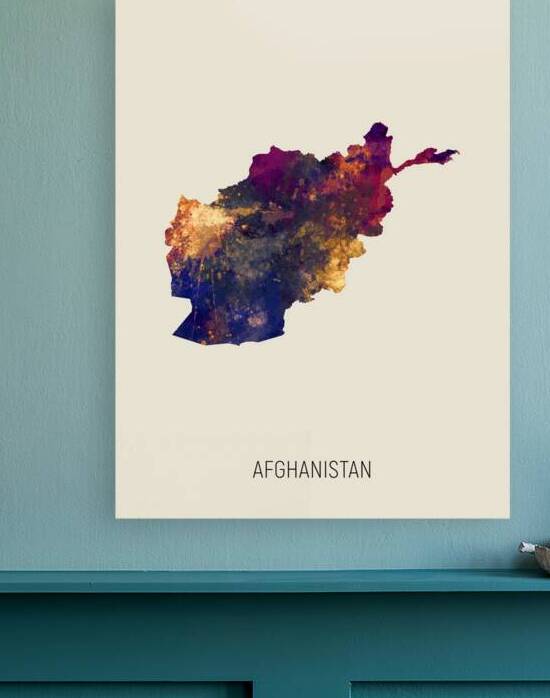 Afghanistan Watercolor Map by Michael Tompsett