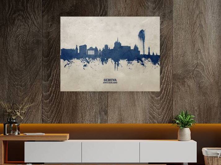 Geneva Switzerland Skyline by Michael Tompsett