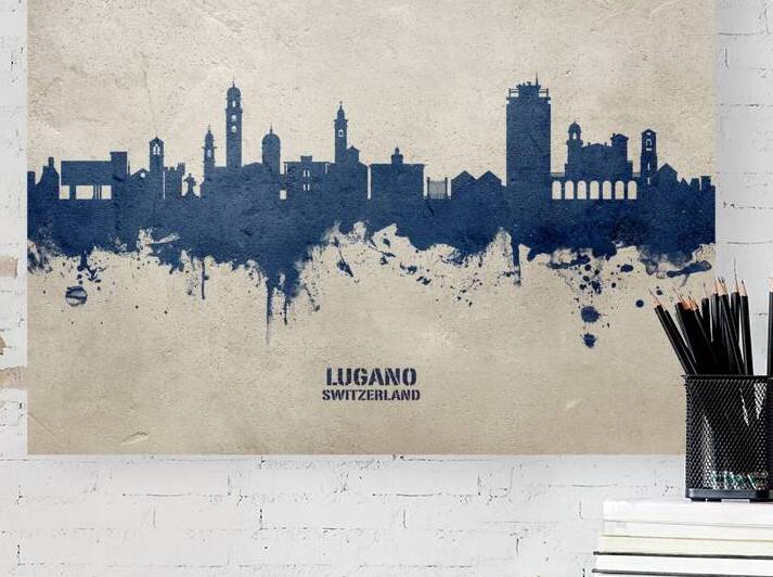 Lugano Switzerland Skyline by Michael Tompsett