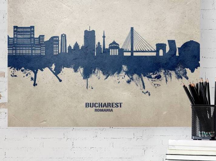 Bucharest Romania Skyline by Michael Tompsett