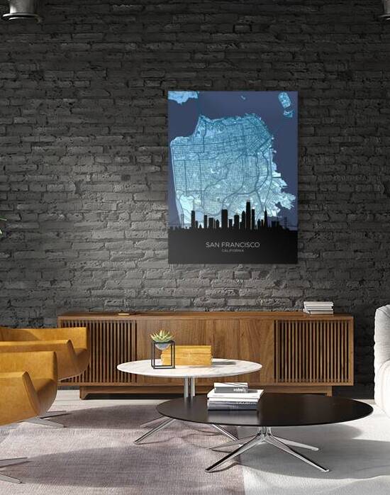 San Francisco California Skyline Map Reproduction