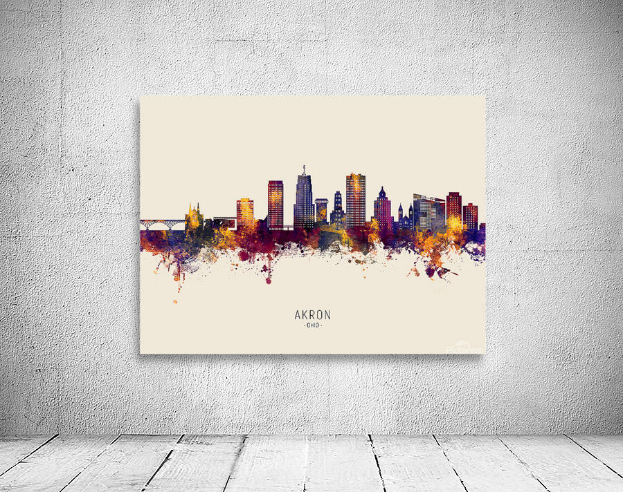 Akron Ohio Skyline Wall Preview