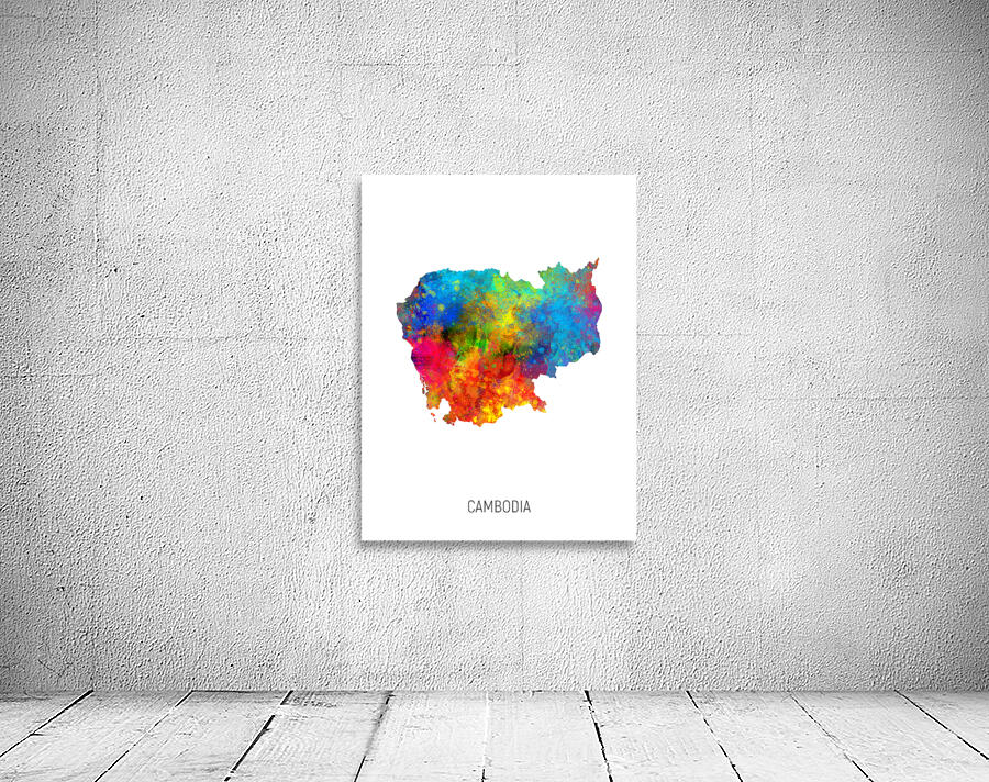 Cambodia Watercolor Map Wall Preview