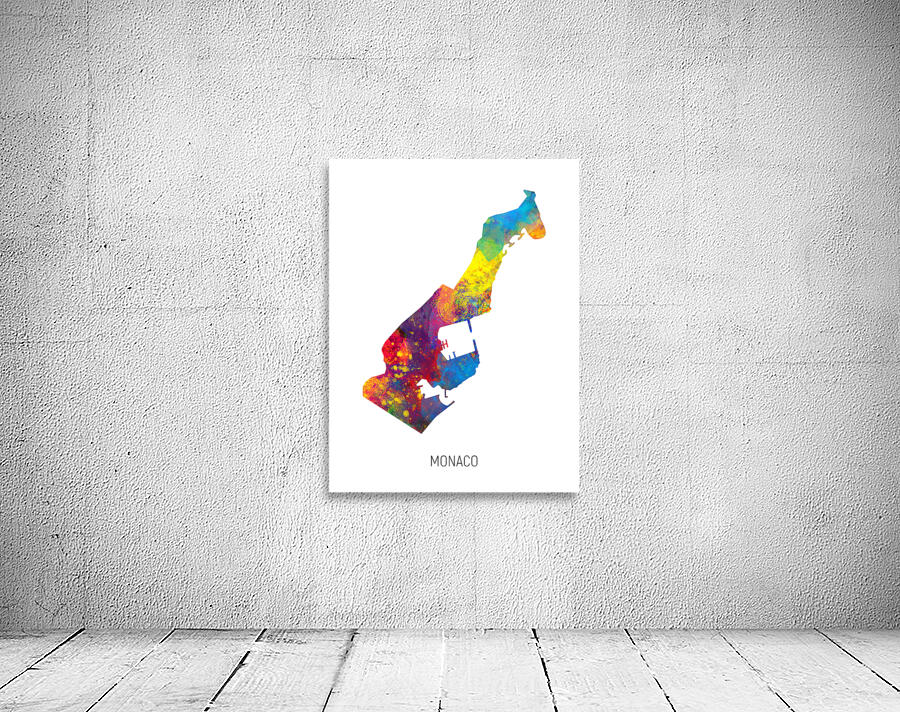 Monaco Watercolor Map Wall Preview