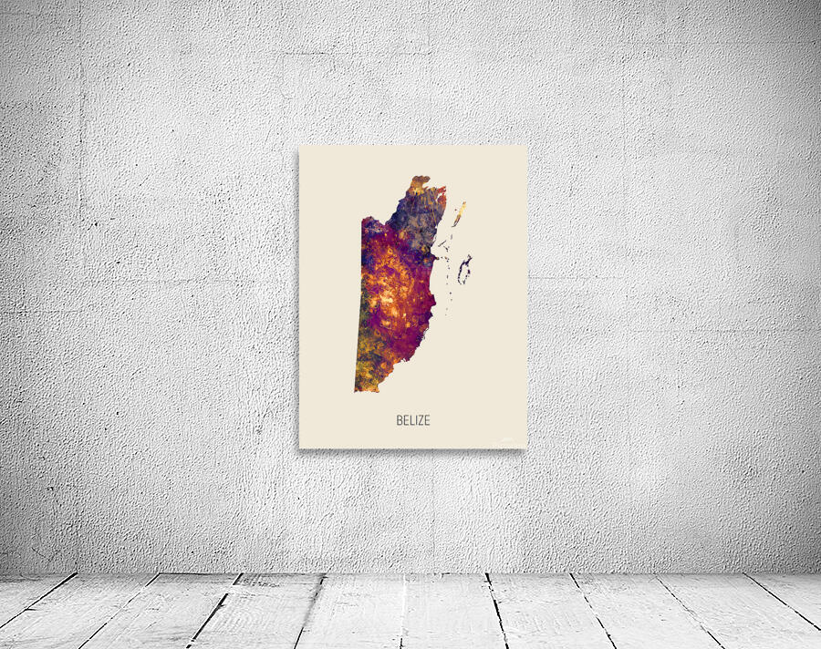 Belize Watercolor Map Wall Preview