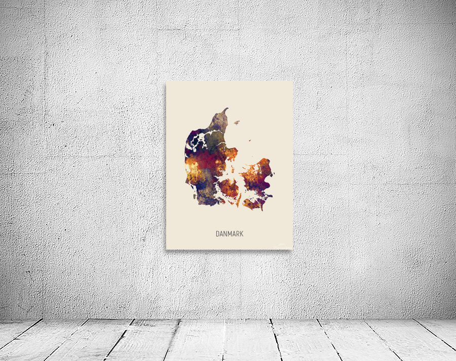 Danmark Watercolor Map Wall Preview