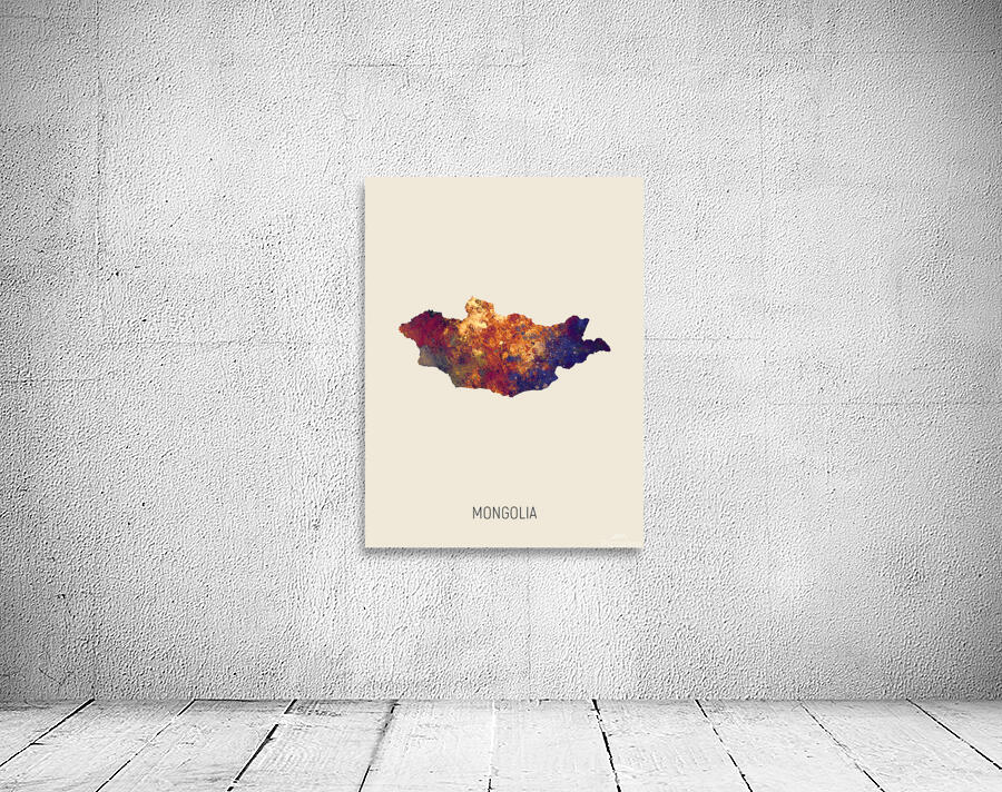 Mongolia Watercolor Map Wall Preview