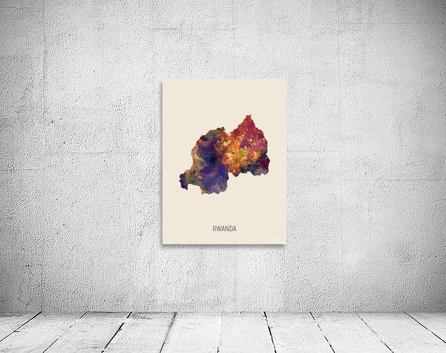 Rwanda Watercolor Map Wall Preview