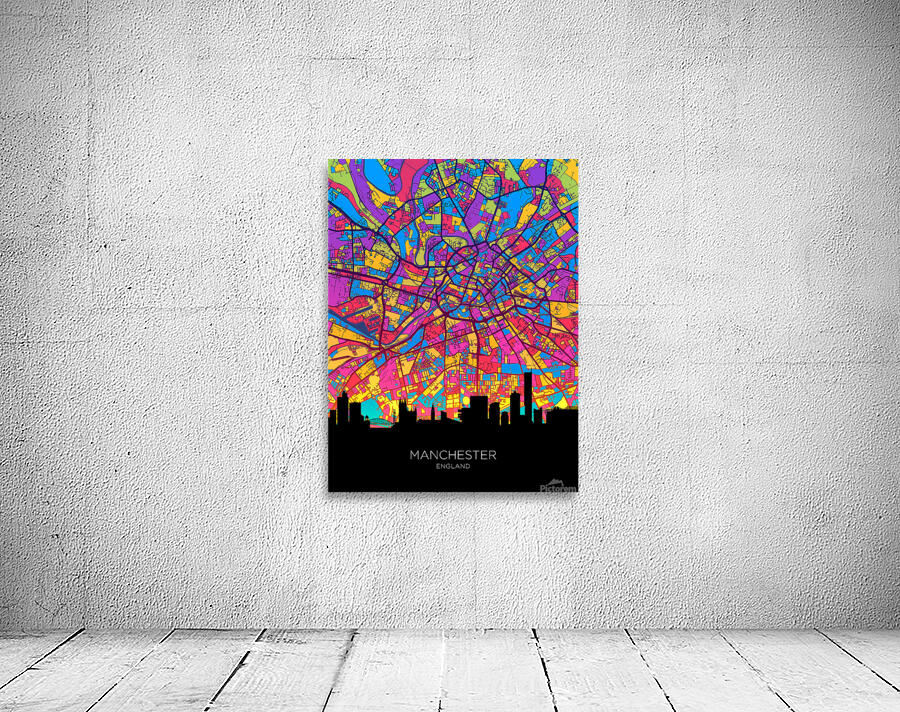 Manchester Skyline Map Wall Preview