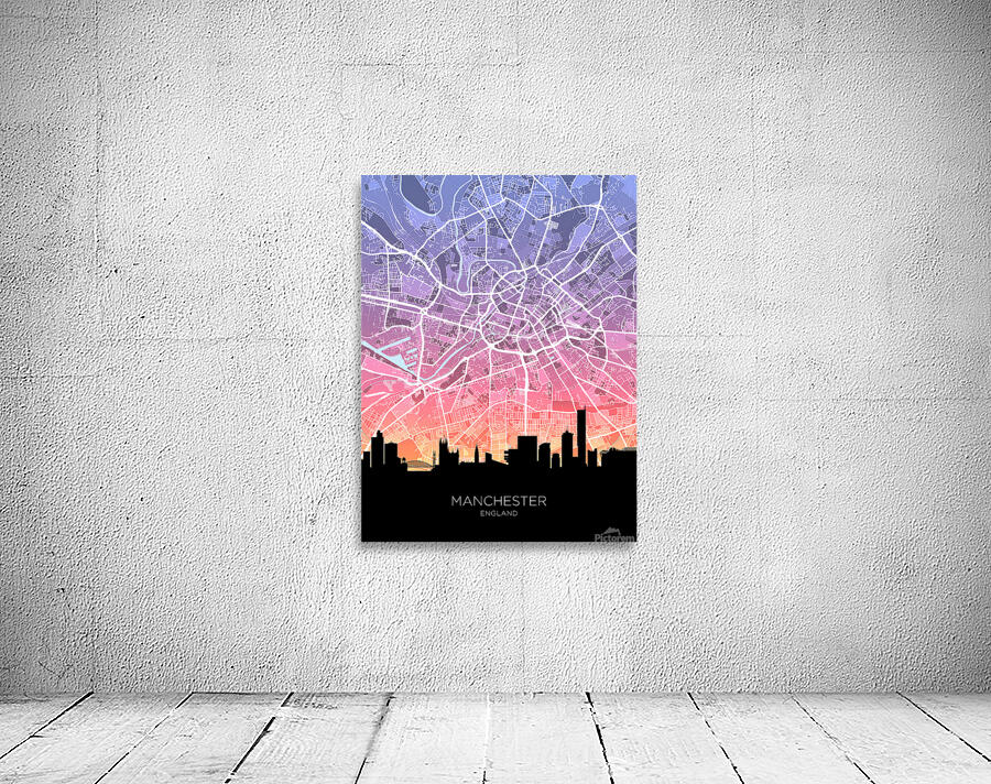 Manchester Skyline Map Wall Preview