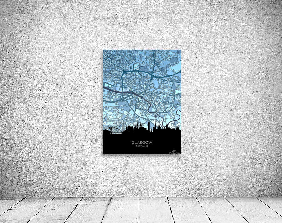 Glasgow Skyline Map Wall Preview
