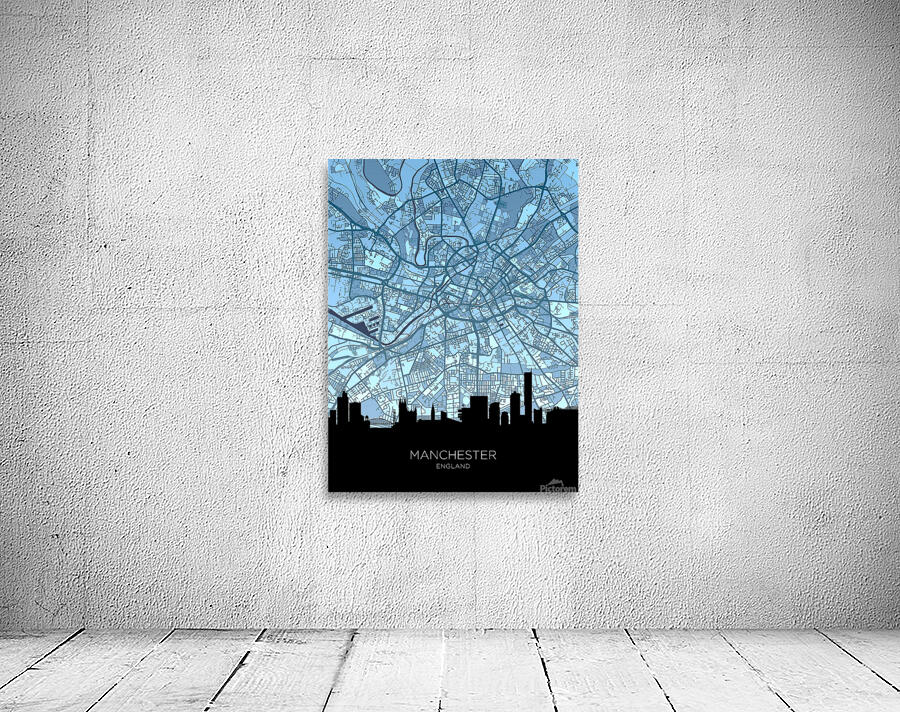 Manchester Skyline Map Wall Preview