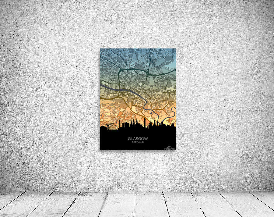 Glasgow Skyline Map Wall Preview