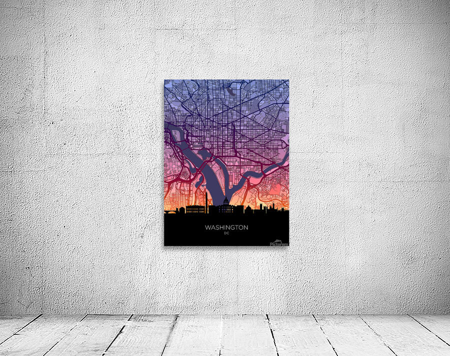 Washington DC Skyline Map Wall Preview