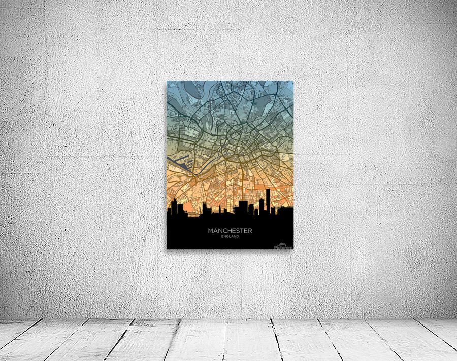 Manchester Skyline Map Wall Preview