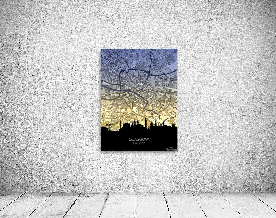Glasgow Skyline Map Wall Preview