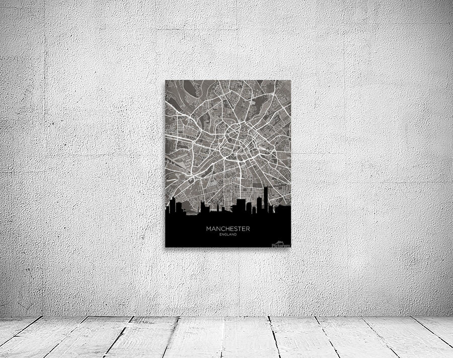 Manchester Skyline Map Wall Preview