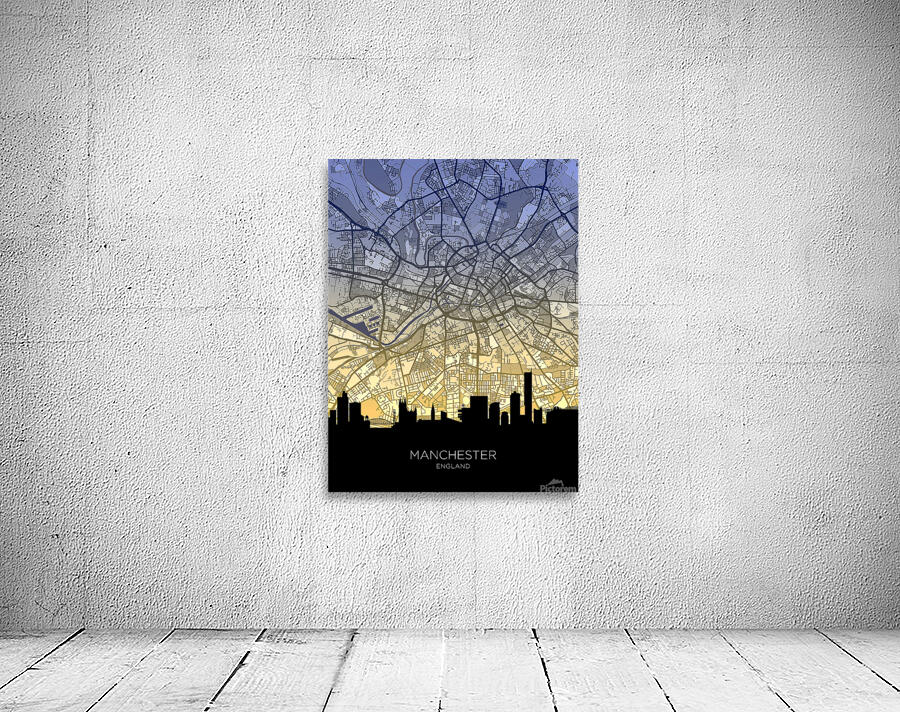 Manchester Skyline Map Wall Preview